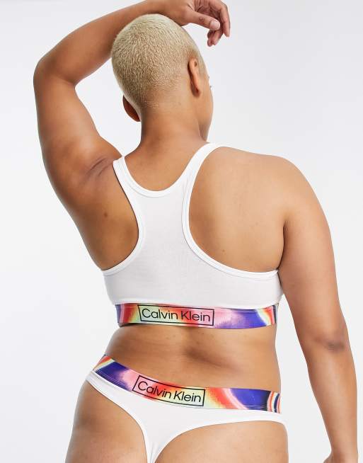 Calvin Klein Plus Size Reimagined Pride cotton blend lingerie set in white