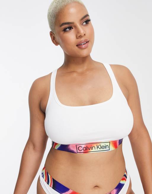 Calvin Klein Plus Size Reimagined Pride cotton blend unlined bralette in  white - WHITE