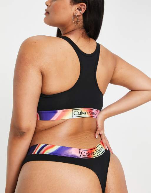 Calvin Klein Plus Size Reimagined Pride thong in black BLACK ASOS