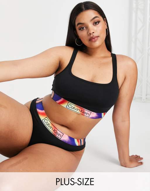 Calvin Klein Plus Size Reimagined Pride unlined bralette in black