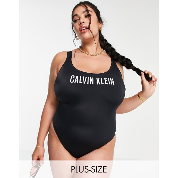 Calvin Klein Plus Size scoop swimsuit in black