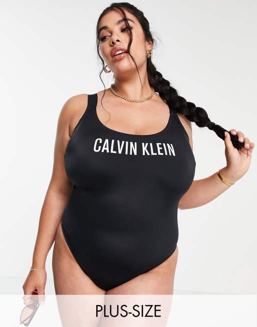 Calvin Klein Plus Size scoop swimsuit in black