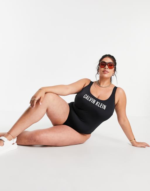 Calvin Klein Plus Size scoop swimsuit in black | ASOS