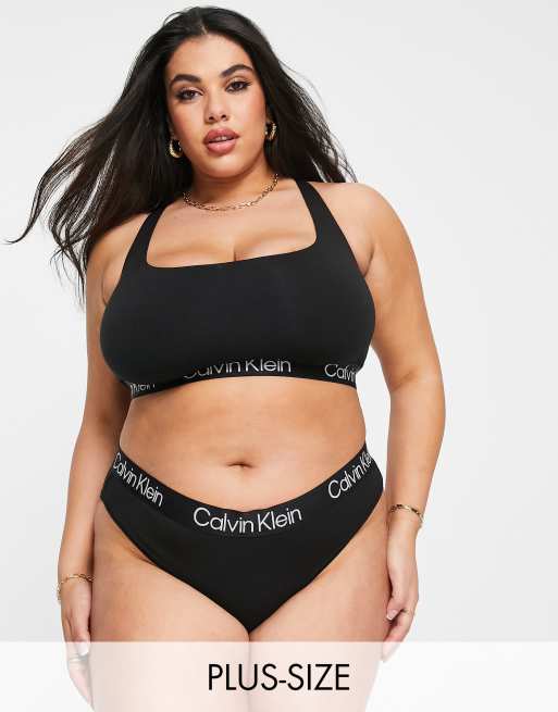 Calvin Klein Plus Size Structure Cotton and poly brief in black BLACK