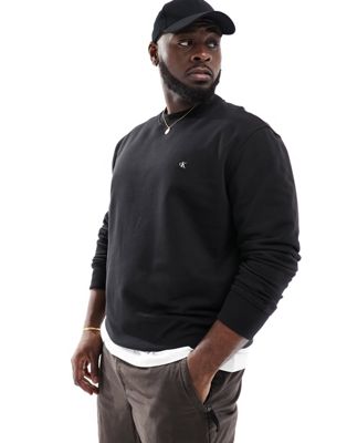 Calvin Klein Plus Size Cotton Terry Sweatshirt in black - ASOS Price Checker