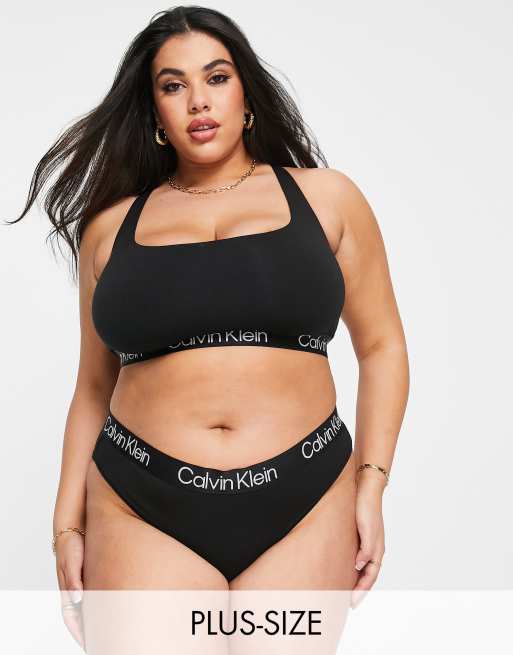 Calvin Klein Plus - Slip van gestructureerd katoen en polyester en zwart - BLACK