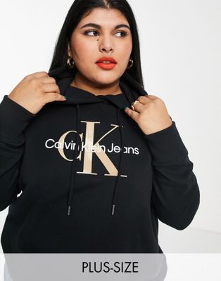 Marques de designers Calvin Klein Plus - Sweat à capuche avec logo monogramme - Noir