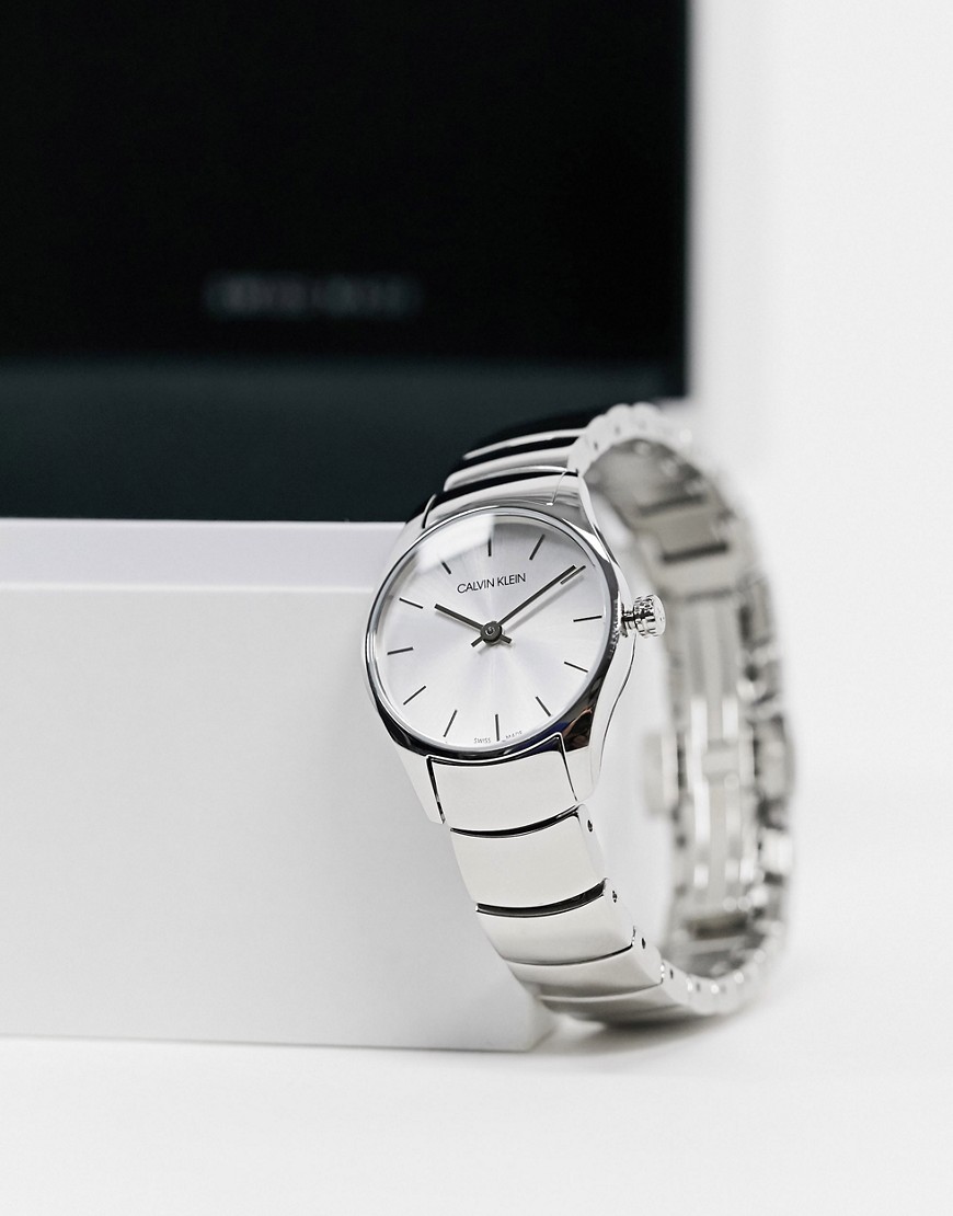 Calvin Klein polished strap watch with silver dial