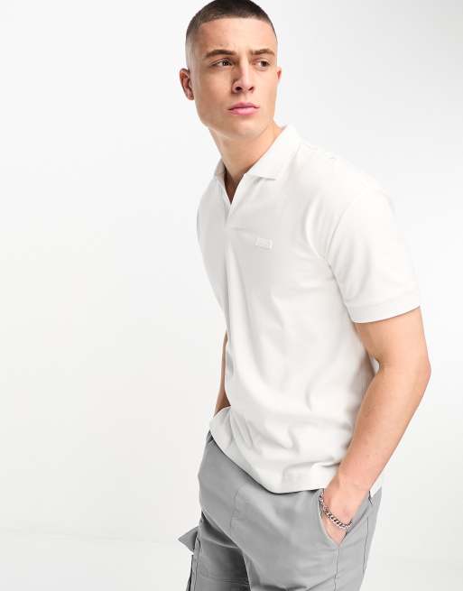 Calvin Klein - Polo met open kraagje in wit