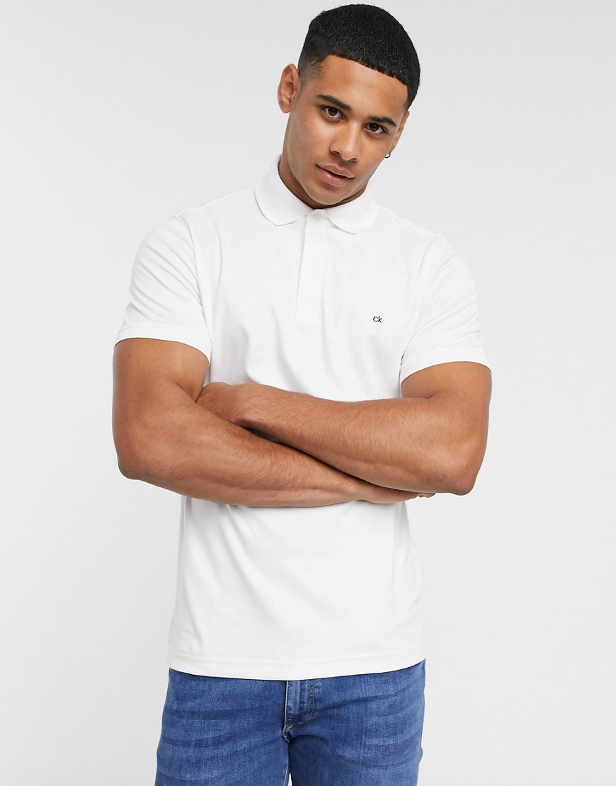 Calvin Klein - Poloshirt met logo op de borst-Wit