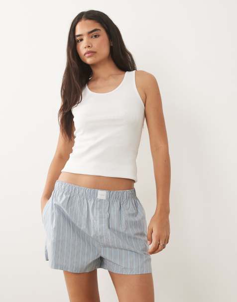 Calvin Klein poplin shorts in blue stripe - view 1