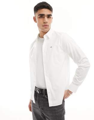 Calvin Klein Calvin Klein poplin stretch slim shirt in white