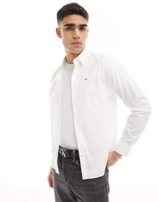 Calvin Klein Poplin Stretch Slim Shirt In White