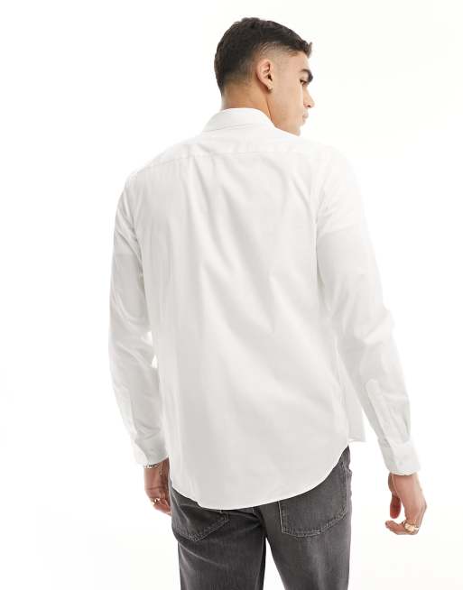 Calvin Klein poplin stretch slim shirt in white | ASOS