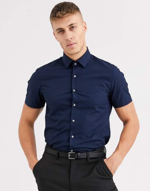 Calvin Klein poplin stretch slim short sleeve shirt | ASOS