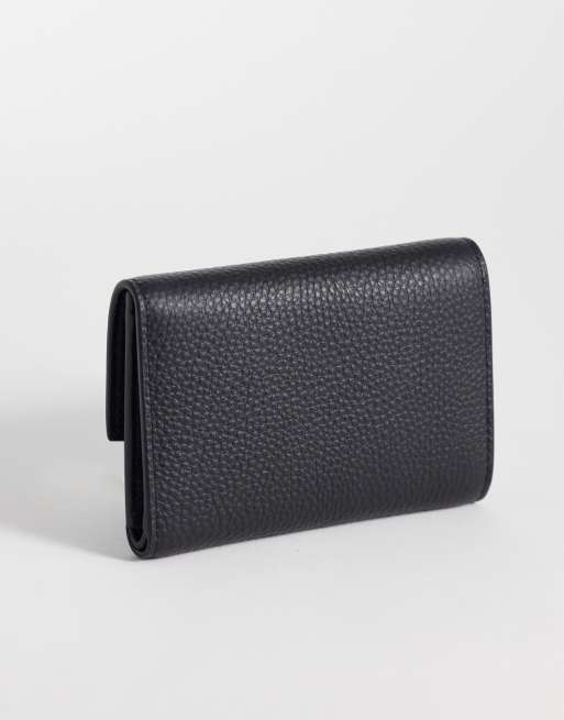 Calvin Klein portacarte con hardware con emblema argentato e texture granata nero, 4 di 4