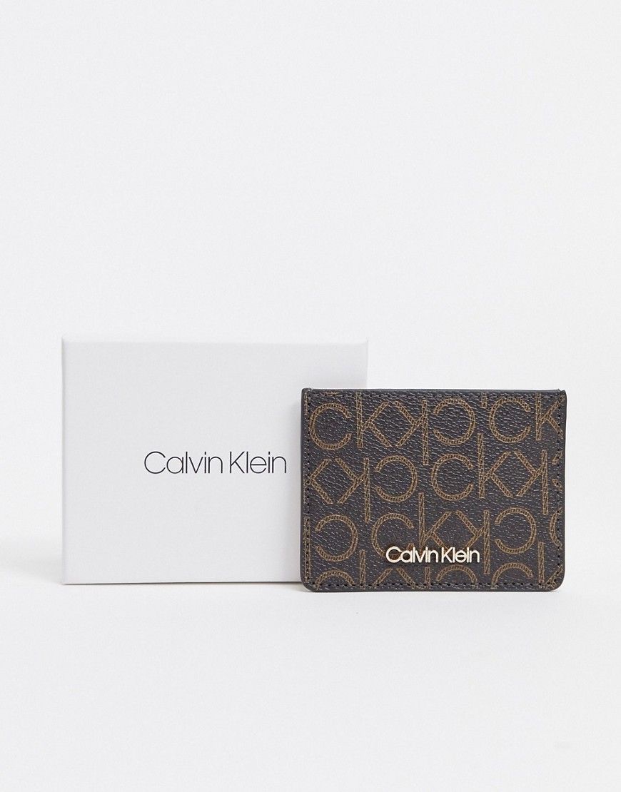 Calvin Klein - Portacarte con logo-Marrone