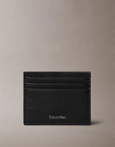 Calvin Klein - Porte-cartes à logo métallisé embossé - Noir - view 1