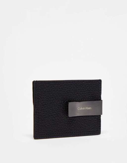 Calvin Klein - Porte-cartes minimaliste à monogramme - Noir
