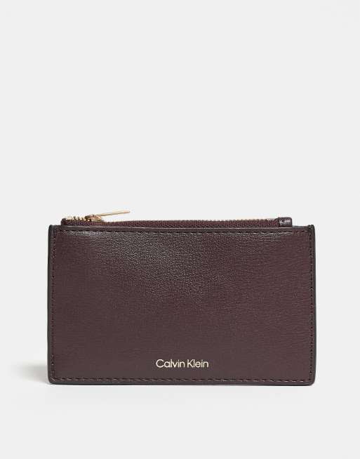 Calvin Klein - Porte-monnaie zippé à logo - Bordeaux