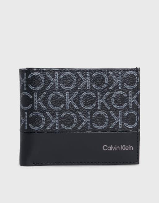 Calvin Klein - Portefeuille à 2 volets et monogramme discret - Noir