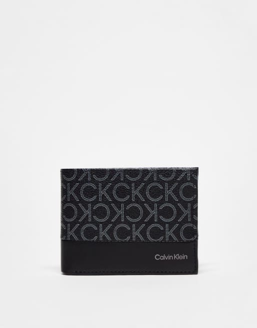 Calvin Klein - Portefeuille à 3 volets et monogramme discret - Noir