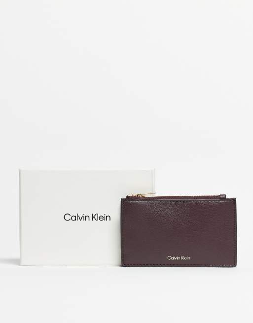 Calvin Klein - Portemonnee met kaarthouder en rits in bordeauxrood, 3 van 4