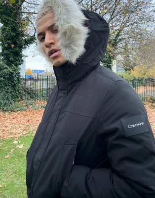 calvin klein jacket fur hood