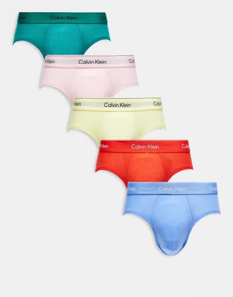 Calvin Klein Pride 5 pack hip briefs in green/pink/yellow/red/blue - view 1