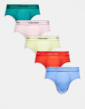 [Calvin Klein] Calvin Klein Pride 5 pack hip briefs in green/pink/yellow/red/blue-Multi 48 Rainbow