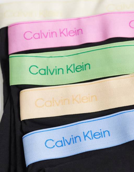 Calvin Klein Pride Cotton 5 pack boxer briefs in black with rainbow waistbands, 3 of 3