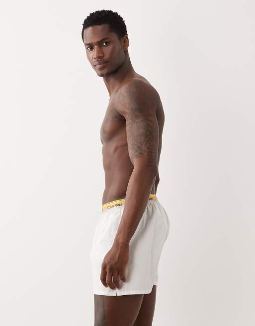 Calvin Klein Pride cotton boxers in white with rainbow waistband, 3 of 5