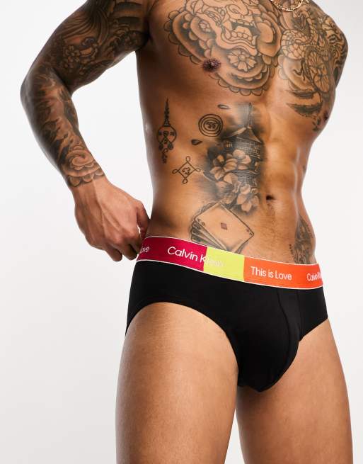 Mens Calvin Klein black Cotton Stretch Pride Hip Briefs