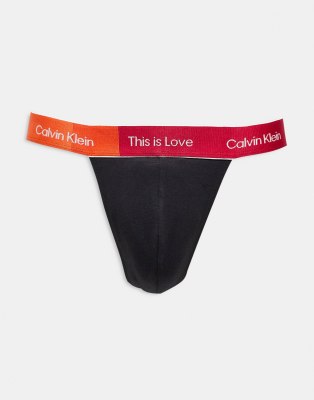 Calvin Klein Pride cotton thong in black | ASOS