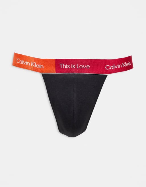 Calvin Klein Pride cotton thong in black ASOS