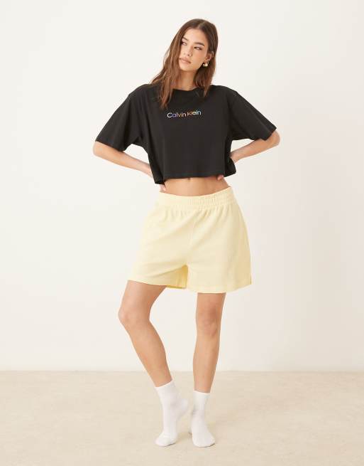 Calvin Klein Pride crop pajama t-shirt in black, 2 of 4