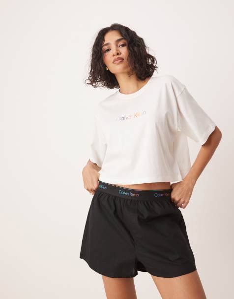 Calvin Klein - Pride - Geweven boxer-pyjamashort in zwart - view 1