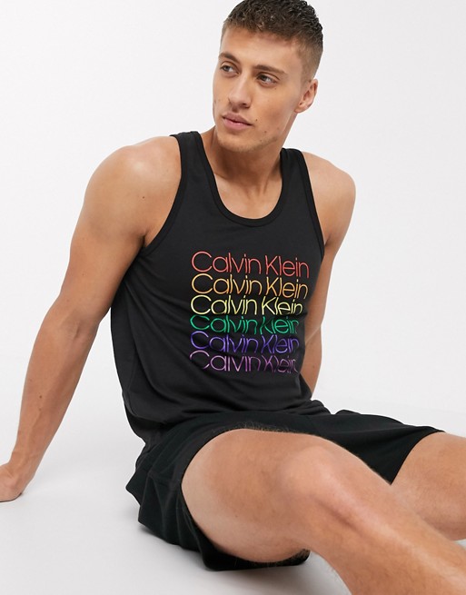 Calvin Klein Pride logo lounge vest CO-ORD in black
