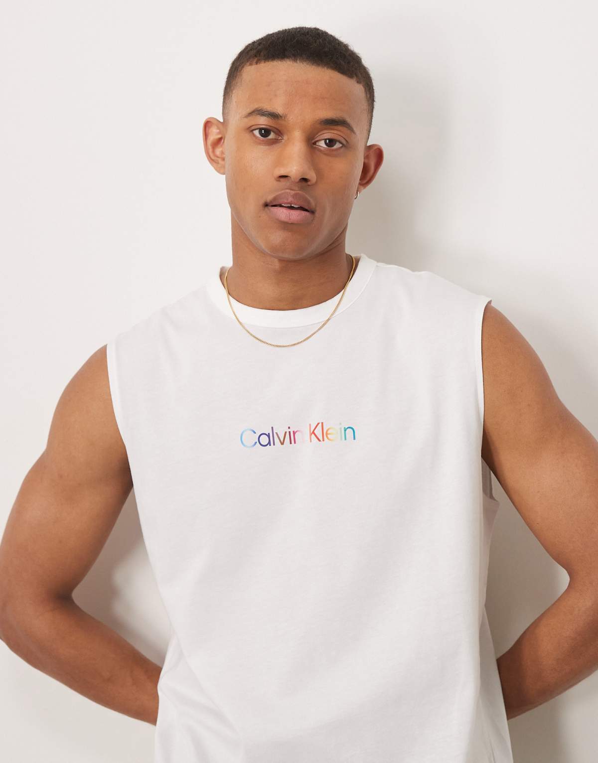 Calvin Klein Pride muscle tank in white