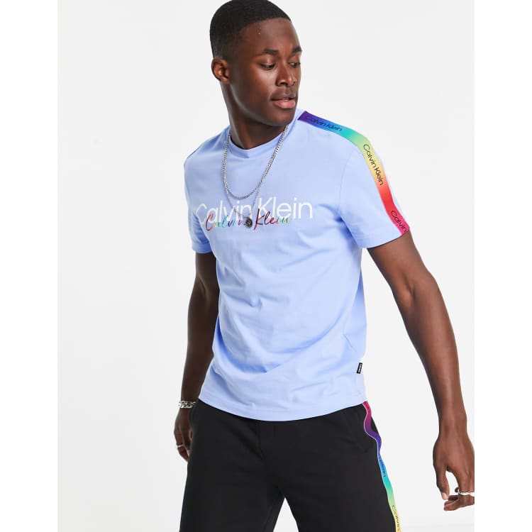 Calvin Klein Pride rainbow logo taping T-shirt in white