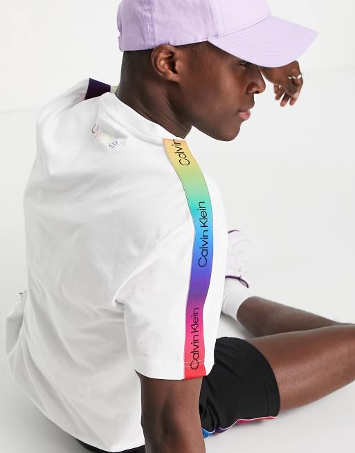 Calvin Klein Pride rainbow logo taping sweatshirt in black