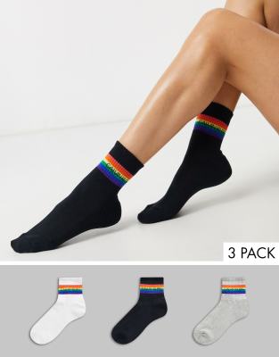 Calvin Klein Pride rainbow stripe 3 pack socks-Multi