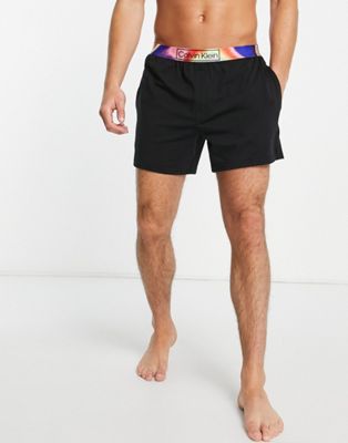 Calvin Klein pride sleep shorts with contrast waistband in black
