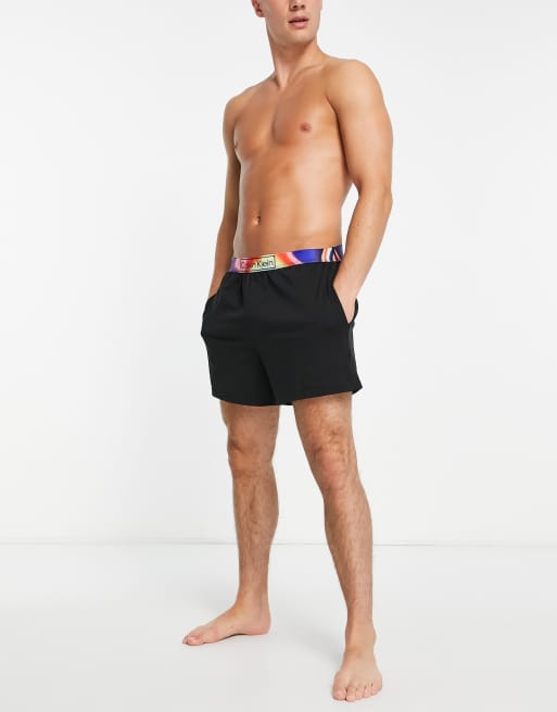 Calvin Klein pride sleep shorts with contrast waistband in black