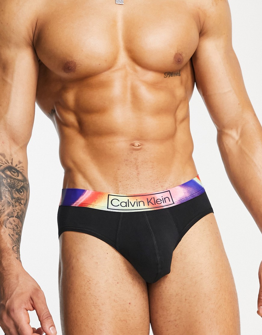 Novita Nero uomo Calvin Klein - Pride - Slip neri in cotone con fascia in vita a contrasto-Nero