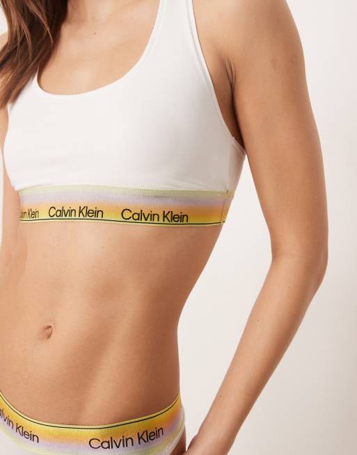 Calvin Klein Pride unlined bralette in white, 3 of 4