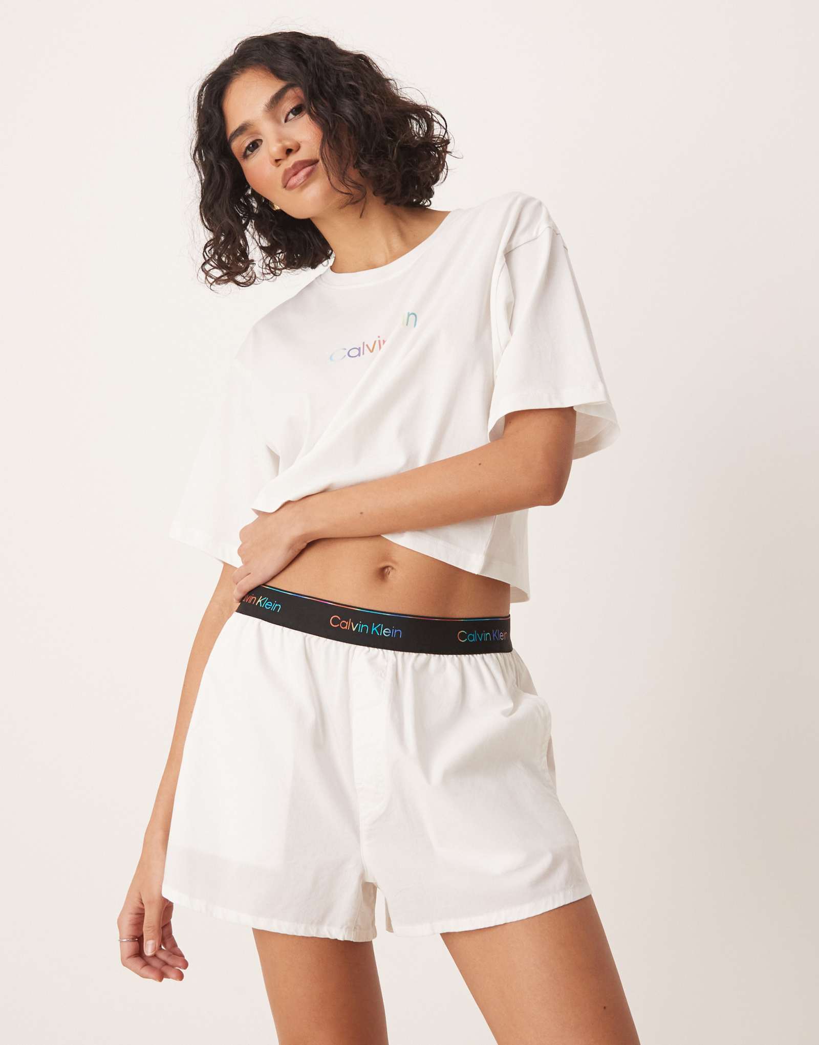 Белые тканые боксерские шорты Calvin Klein Pride