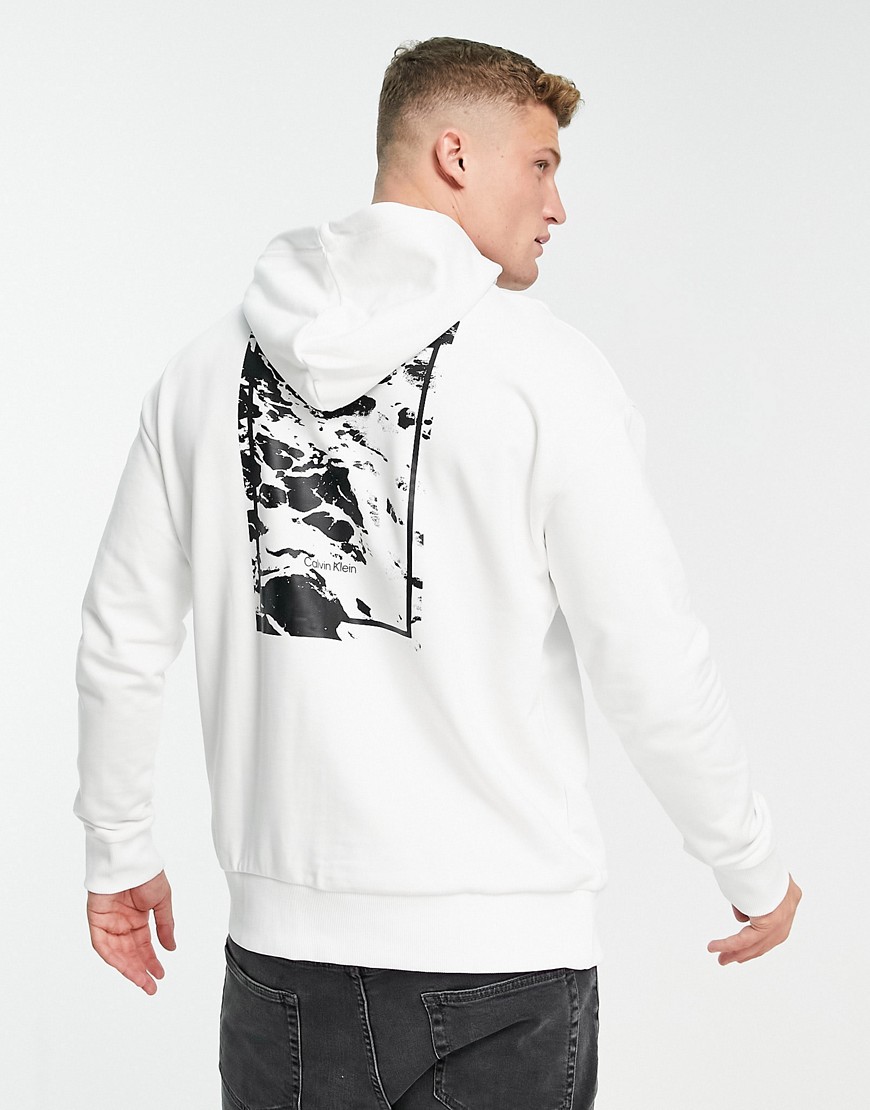 Calvin Klein print hoodie in white