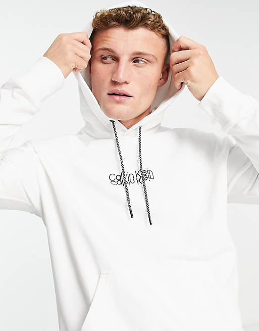 Calvin Klein print hoodie in white | ASOS