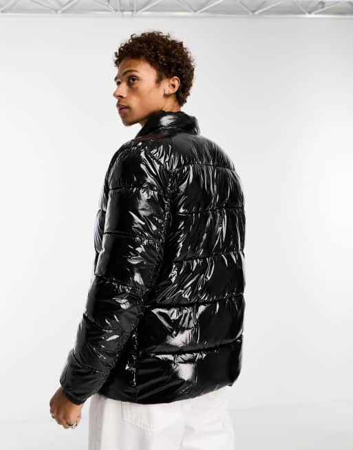 High Shine Puffer Jacket in Black